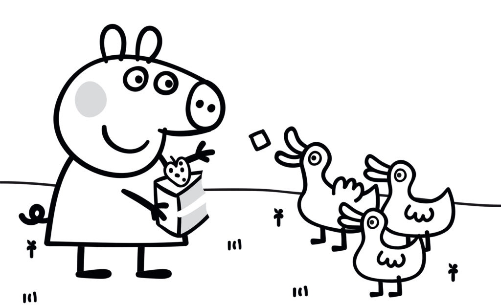 Online coloring book: Peppa is Feeding the Ducks